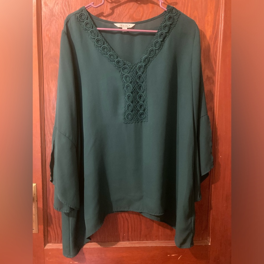 Dark green flowy peasant blouse.